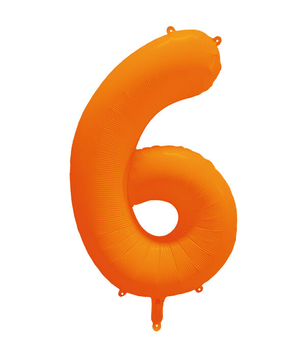 Folieballon Cijfer 6 Neon Oranje (86cm)
