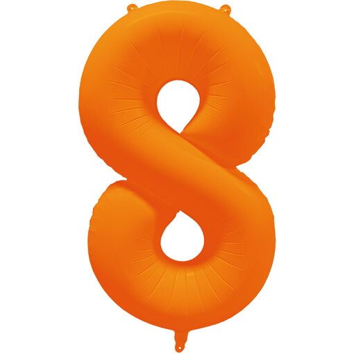 Folieballon Cijfer 8 Neon Oranje (86cm)