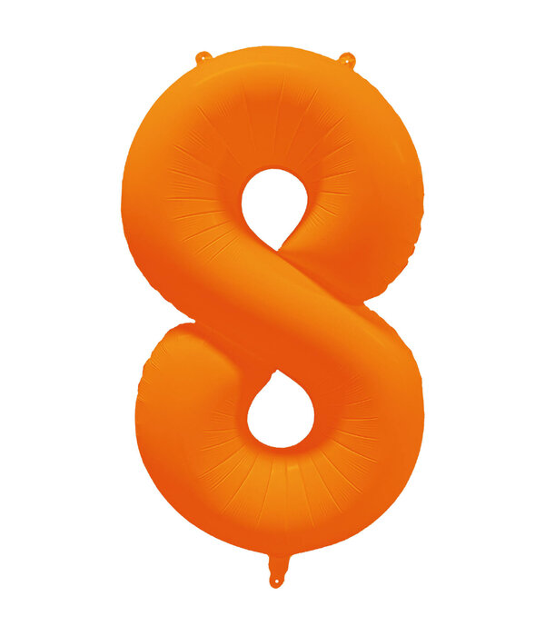 Folieballon Cijfer 8 Neon Oranje (86cm)