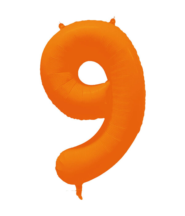 Folieballon Cijfer 9 Neon Oranje (86cm)
