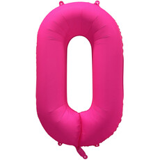 Folieballon Cijfer 0 Neon Roze (86cm)
