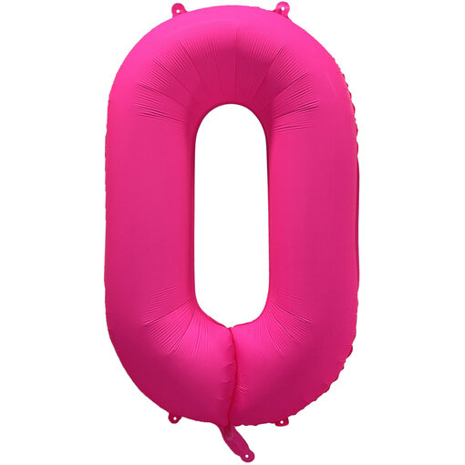 Folieballon Cijfer 0 Neon Roze (86cm)