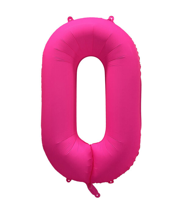 Folieballon Cijfer 0 Neon Roze (86cm)