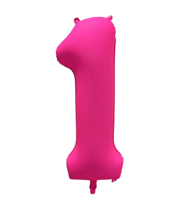 Folieballon Cijfer 1 Neon Roze (86cm)
