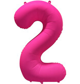 Folieballon Cijfer 2 Neon Roze (86cm)