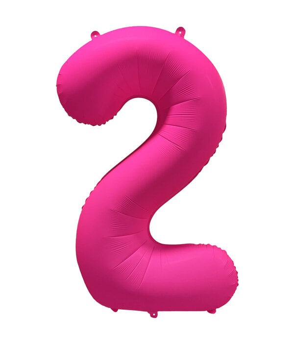 Folieballon Cijfer 2 Neon Roze (86cm)