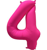 Folieballon Cijfer 4 Neon Roze (86cm)