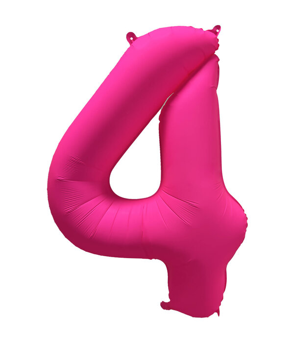 Folieballon Cijfer 4 Neon Roze (86cm)