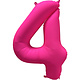 Folieballon Cijfer 4 Neon Roze (86cm)