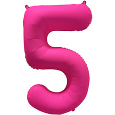 Folieballon Cijfer 5 Neon Roze (86cm)