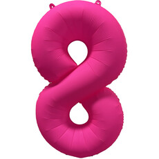 Folieballon Cijfer 8 Neon Roze (86cm)