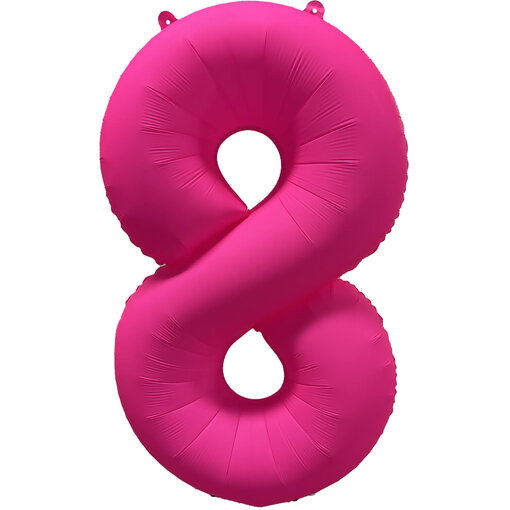 Folieballon Cijfer 8 Neon Roze (86cm)