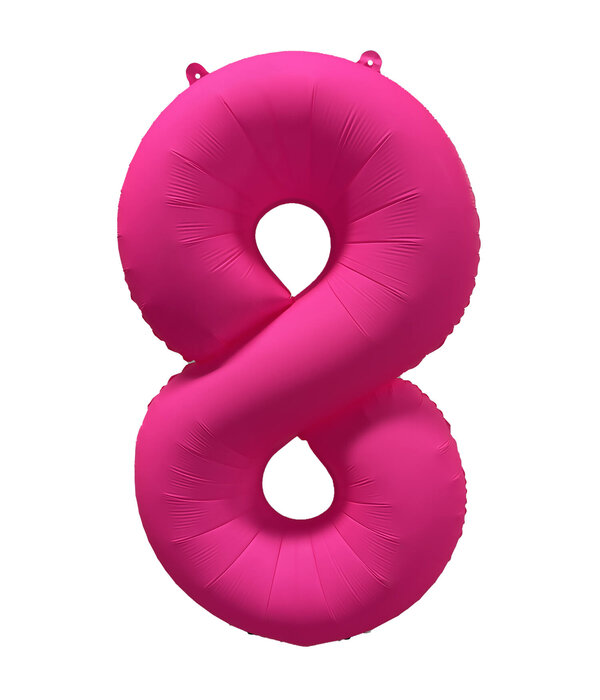 Folieballon Cijfer 8 Neon Roze (86cm)