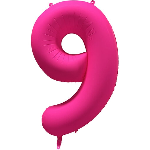 Folieballon Cijfer 9 Neon Roze (86cm)