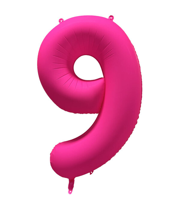 Folieballon Cijfer 9 Neon Roze (86cm)