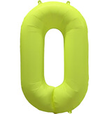 Folieballon Cijfer 0 Neon Geel (86cm)
