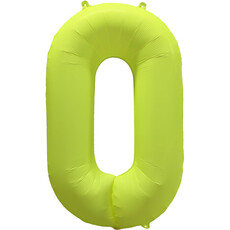 Folieballon Cijfer 0 Neon Geel (86cm)