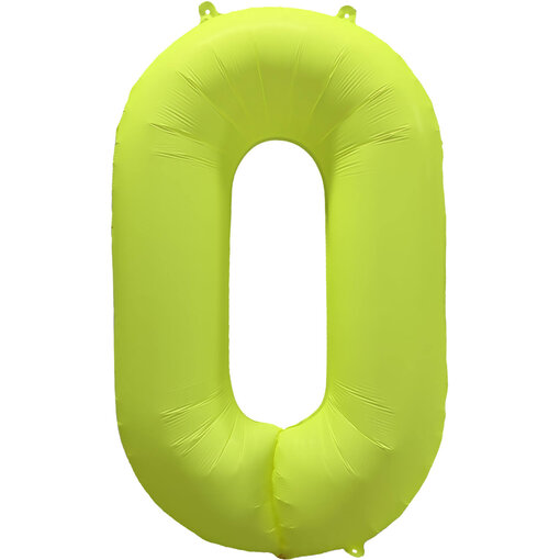 Folieballon Cijfer 0 Neon Geel (86cm)