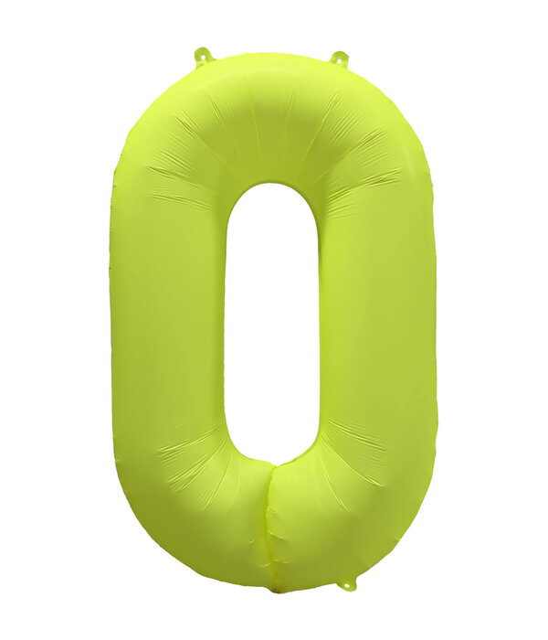 Folieballon Cijfer 0 Neon Geel (86cm)