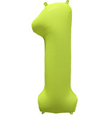 Folieballon Cijfer 1 Neon Geel (86cm)