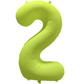 Folieballon Cijfer 2 Neon Geel (86cm)