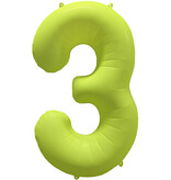 Folieballon Cijfer 3 Neon Geel (86cm)