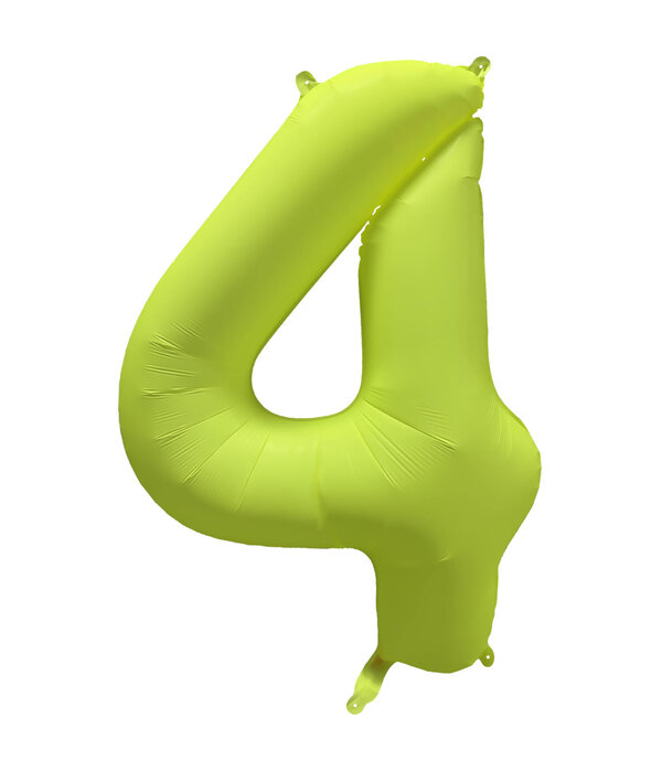 Folieballon Cijfer 4 Neon Geel (86cm)