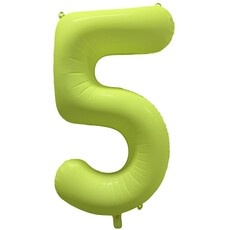 Folieballon Cijfer 5 Neon Geel (86cm)