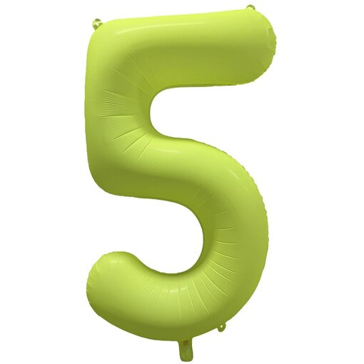 Folieballon Cijfer 5 Neon Geel (86cm)