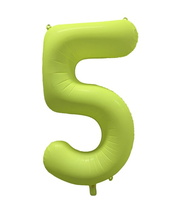 Folieballon Cijfer 5 Neon Geel (86cm)