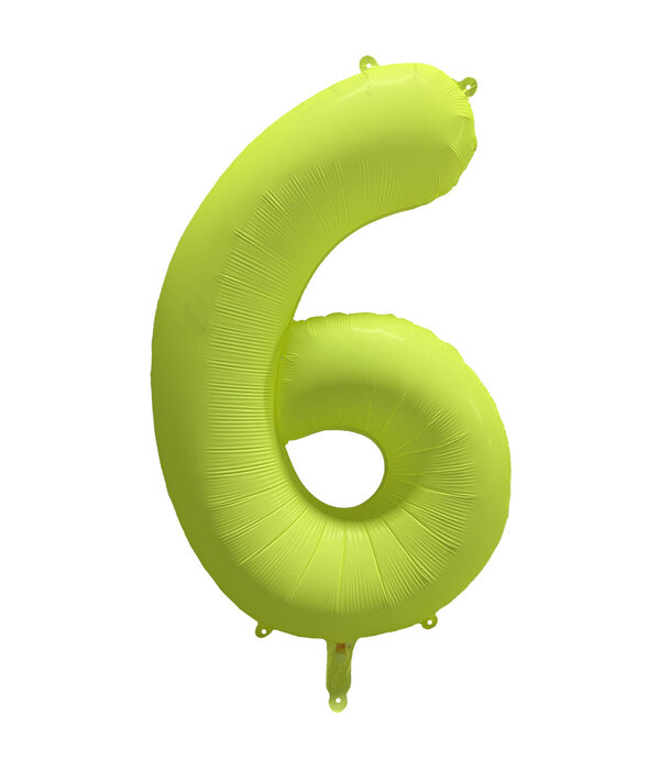 Folieballon Cijfer 6 Neon Geel (86cm)