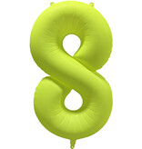 Folieballon Cijfer 8 Neon Geel (86cm)