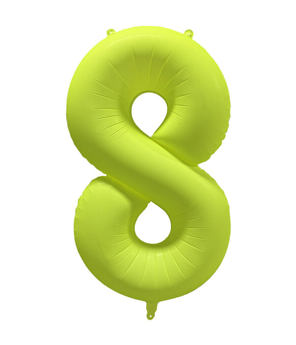 Folieballon Cijfer 8 Neon Geel (86cm)