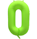 Folieballon Cijfer 0 Neon Groen (86cm)