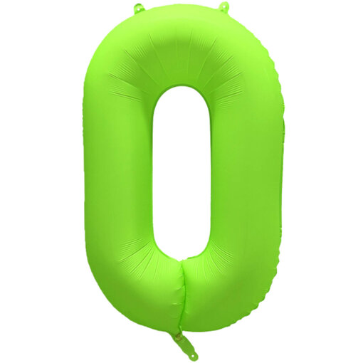 Folieballon Cijfer 0 Neon Groen (86cm)