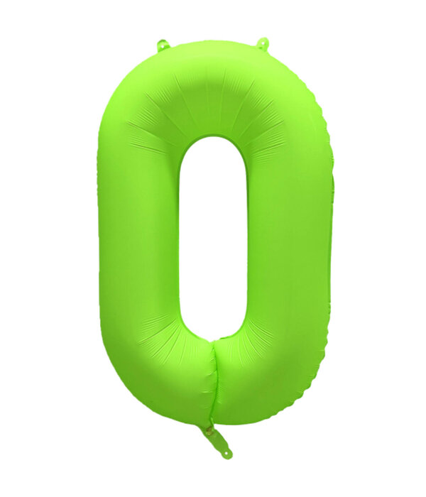 Folieballon Cijfer 0 Neon Groen (86cm)