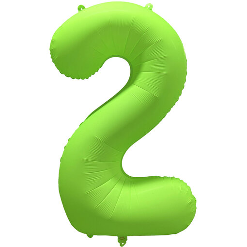 Folieballon Cijfer 2 Neon Groen (86cm)