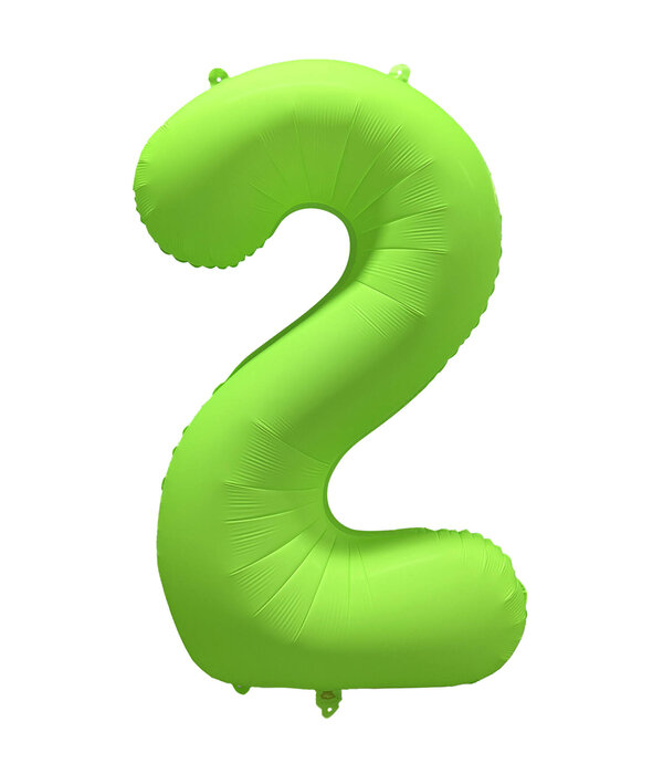 Folieballon Cijfer 2 Neon Groen (86cm)