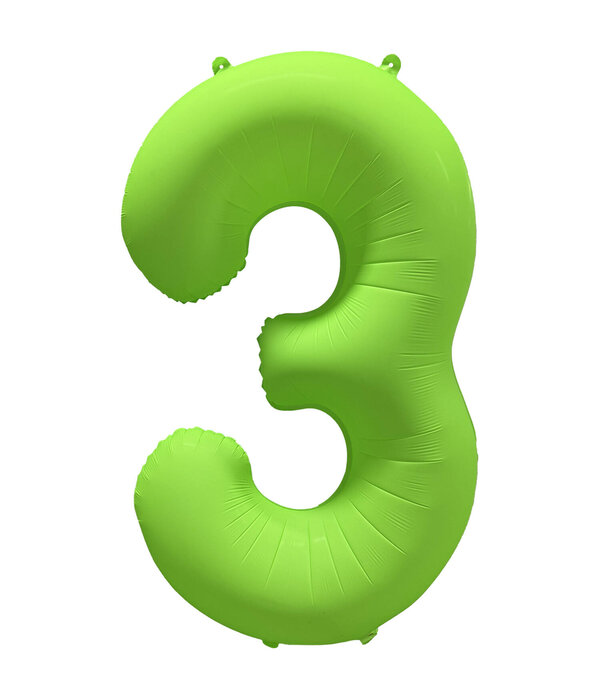 Folieballon Cijfer 3 Neon Groen (86cm)