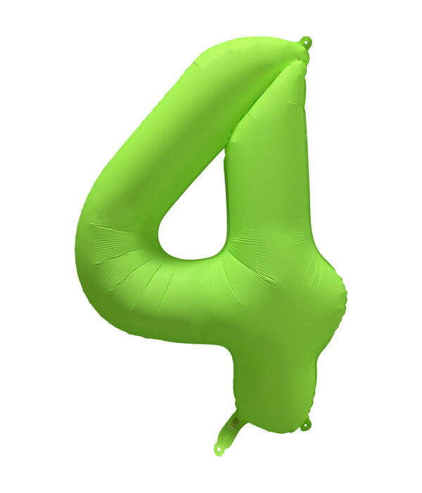 Folieballon Cijfer 4 Neon Groen (86cm)