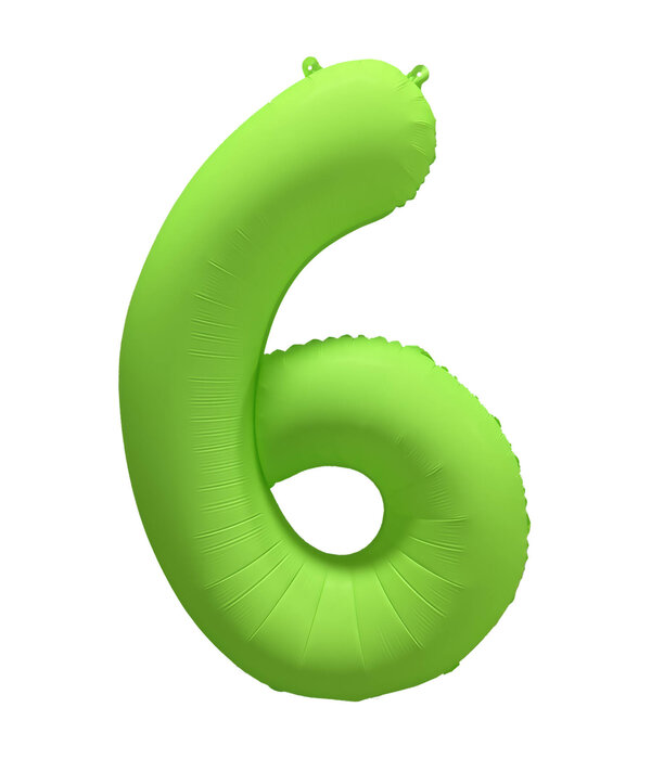 Folieballon Cijfer 6 Neon Groen (86cm)