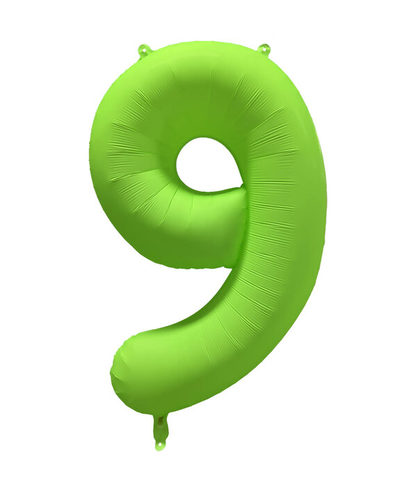 Folieballon Cijfer 9 Neon Groen (86cm)