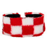 Hoofdband Bont Rood Wit geblokt