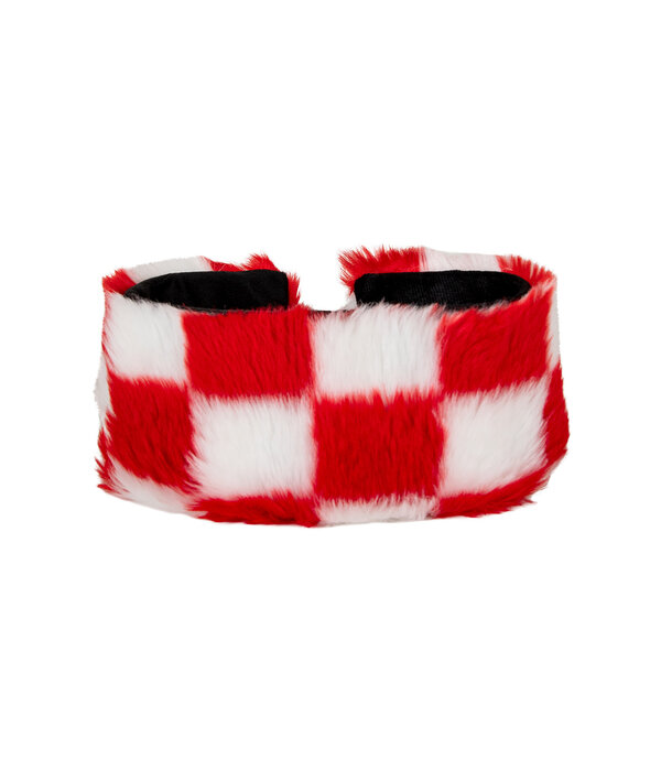 Hoofdband Bont Rood Wit geblokt