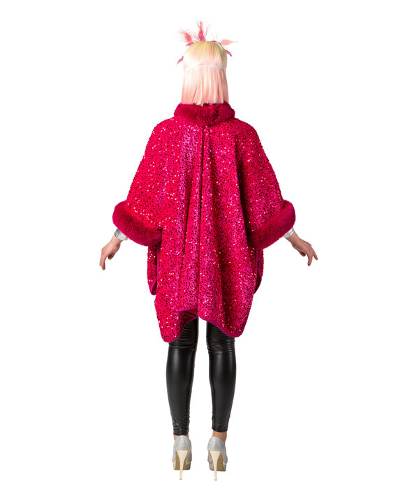 Cosy Pink Poncho Pailletten