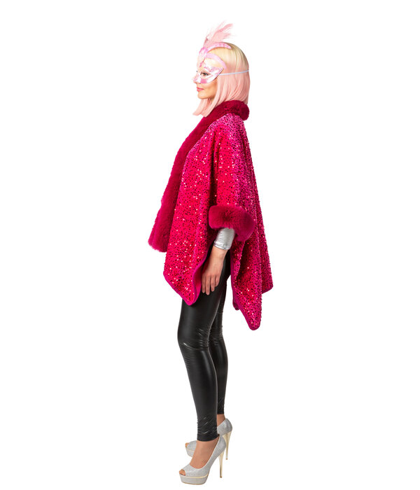 Cosy Pink Poncho Pailletten