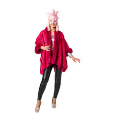 Cosy Pink Poncho Pailletten