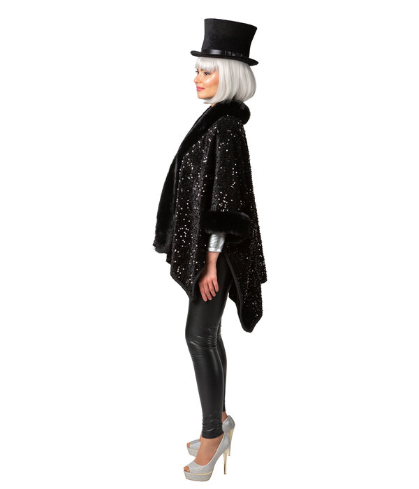 Cosy Zwarte Poncho Pailletten