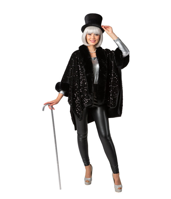Cosy Zwarte Poncho Pailletten