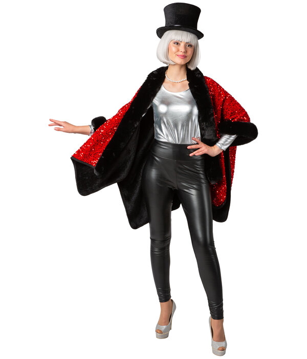 Cosy Poncho Pailletten Rood